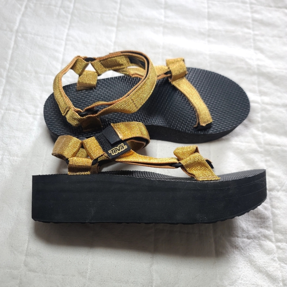 Teva Women's Black and Gold Sandals